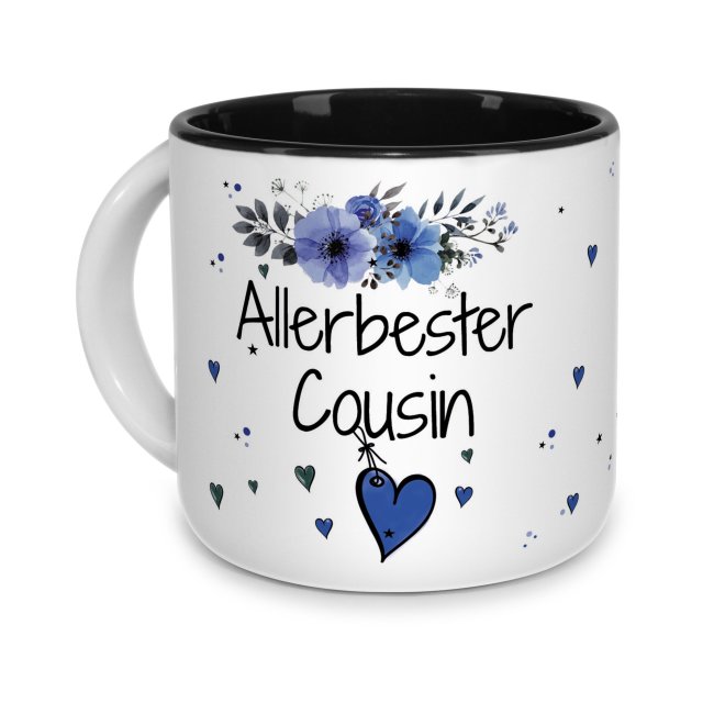 Pott-Tasse - Allerbester Cousin - Innen Schwarz