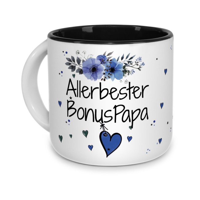 Pott-Tasse - Allerbester Bonuspapa - Innen Schwarz