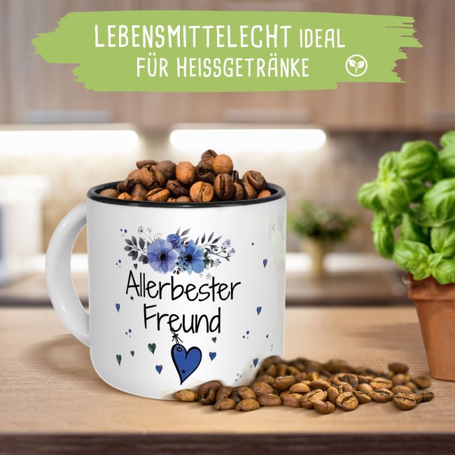 Pott-Tasse - Allerbester Freund - Innen Schwarz