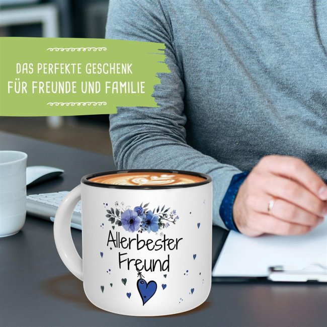 Pott-Tasse - Allerbester Freund - Innen Schwarz