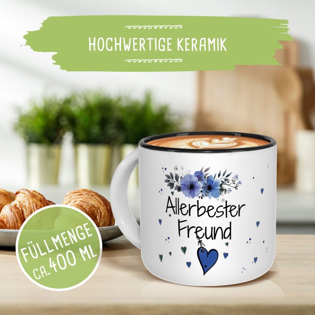 Pott-Tasse - Allerbester Freund - Innen Schwarz