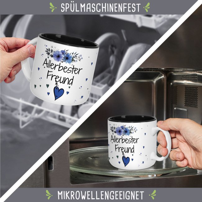 Pott-Tasse - Allerbester Freund - Innen Schwarz