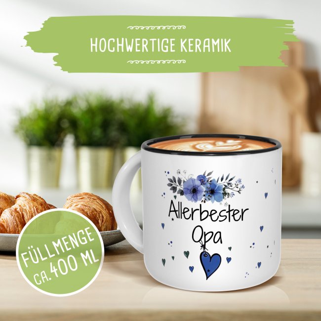 Pott-Tasse - Allerbester Opa - Innen Schwarz