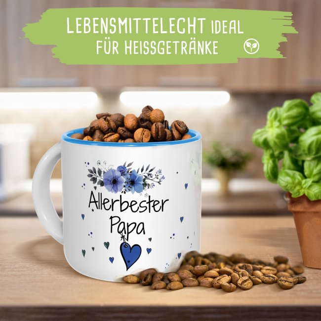 Pott-Tasse - Allerbester Papa - Innen Hellblau