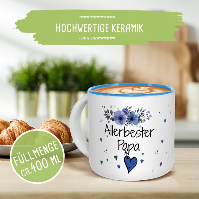 Pott-Tasse - Allerbester Papa - Innen Hellblau