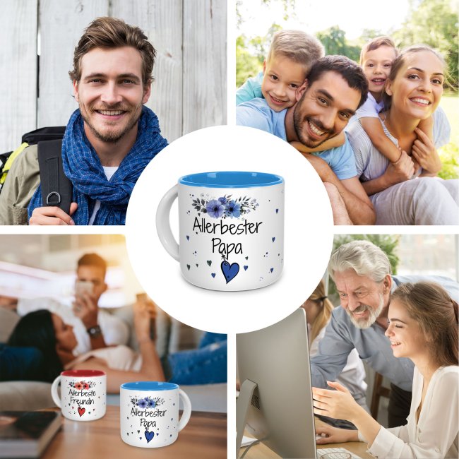 Pott-Tasse - Allerbester Papa - Innen Hellblau