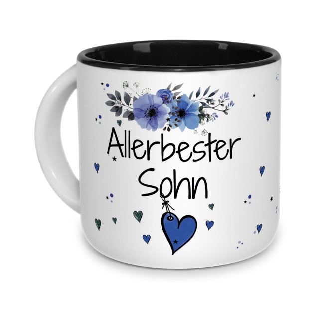 Pott-Tasse - Allerbester Sohn - Innen Schwarz