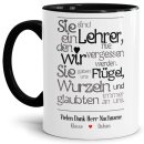 Tasse f&uuml;r Lehrer mit Name zum Danke sagen