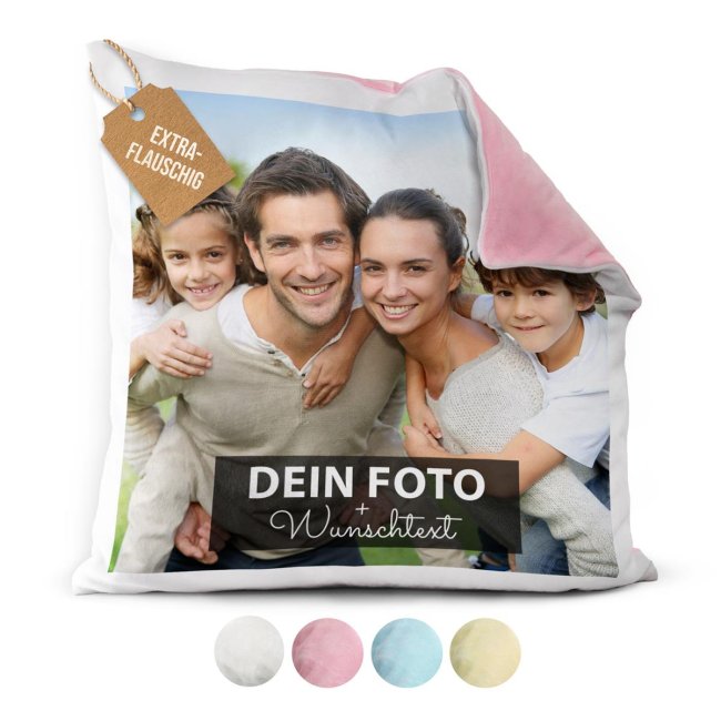 Fotokissen flauschig-weich - mit Foto und oder Text personalisieren - Verschiedene Farben