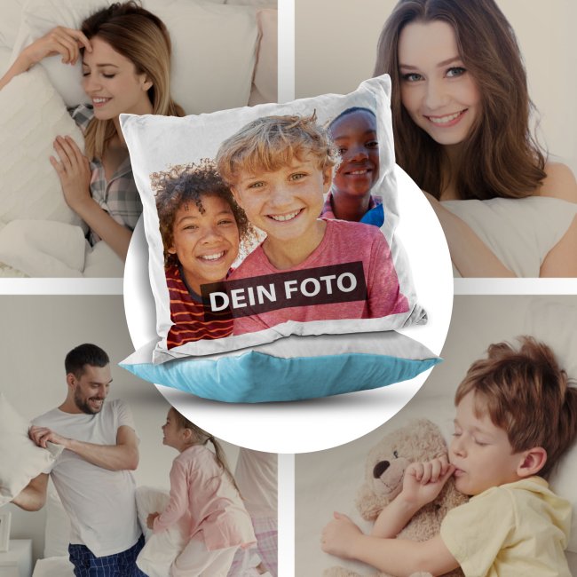 Fotokissen flauschig-weich - mit Foto und oder Text personalisieren - Hellblau flauschig ohne F&uuml;llung