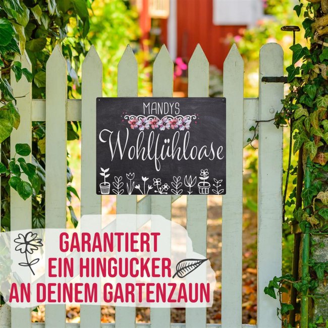 Outdoorschild - Name - Wohlf&uuml;hloase