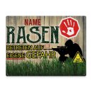 Outdoorschild - Rasen betreten auf eigene Gefahr - Name