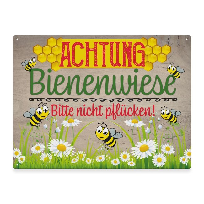 Outdoorschild - Achtung Bienenwiese