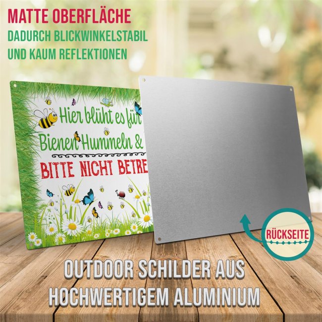Outdoorschild - Hier bl&uuml;ht es f&uuml;r Bienen &amp; Co - 28 x 20 cm