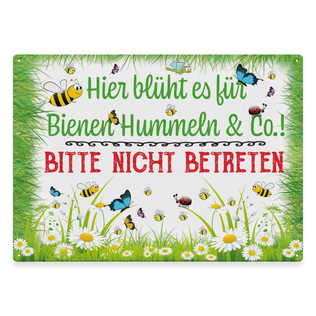 Outdoorschild - Hier bl&uuml;ht es f&uuml;r Bienen &amp; Co - 28 x 20 cm
