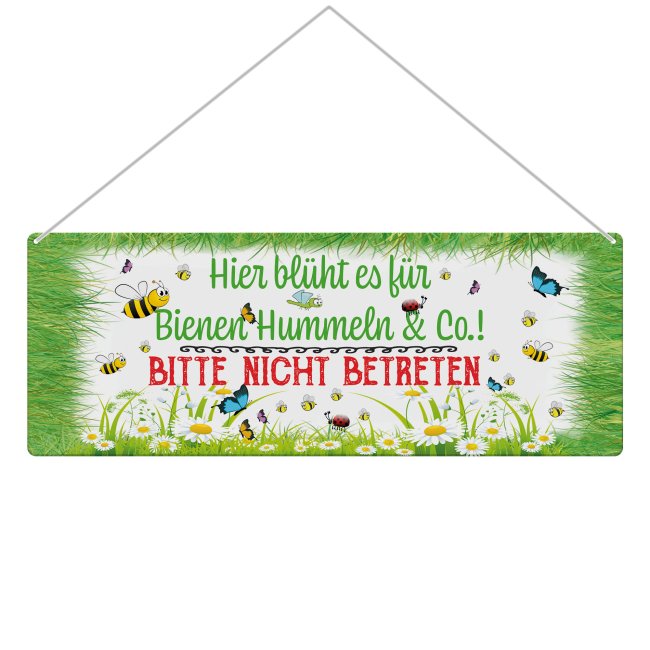 Outdoorschild - Hier bl&uuml;ht es f&uuml;r Bienen &amp; Co - 24 x 9 cm