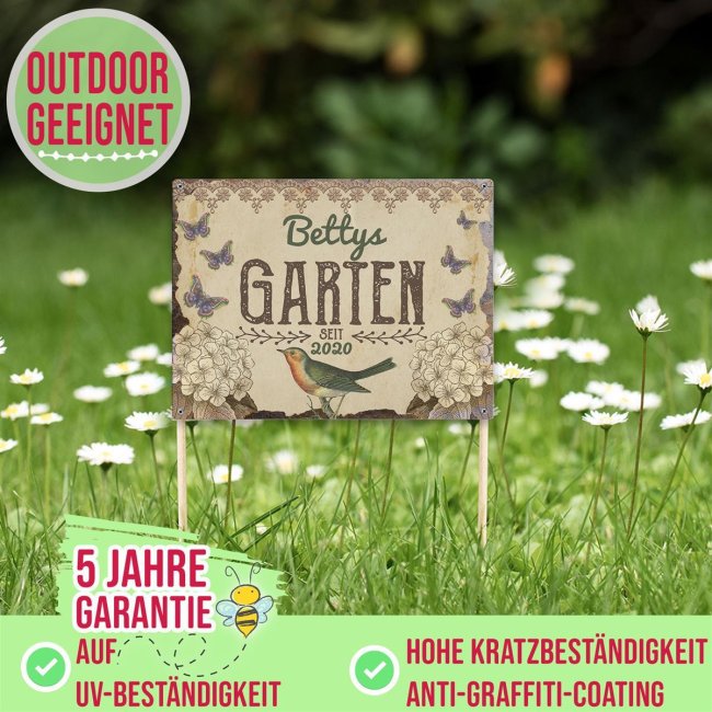 Outdoorschild - Garten seit - Name &amp; Datum