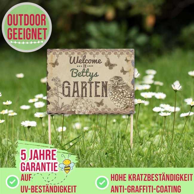 Outdoorschild - Welcome in - Name - Garten