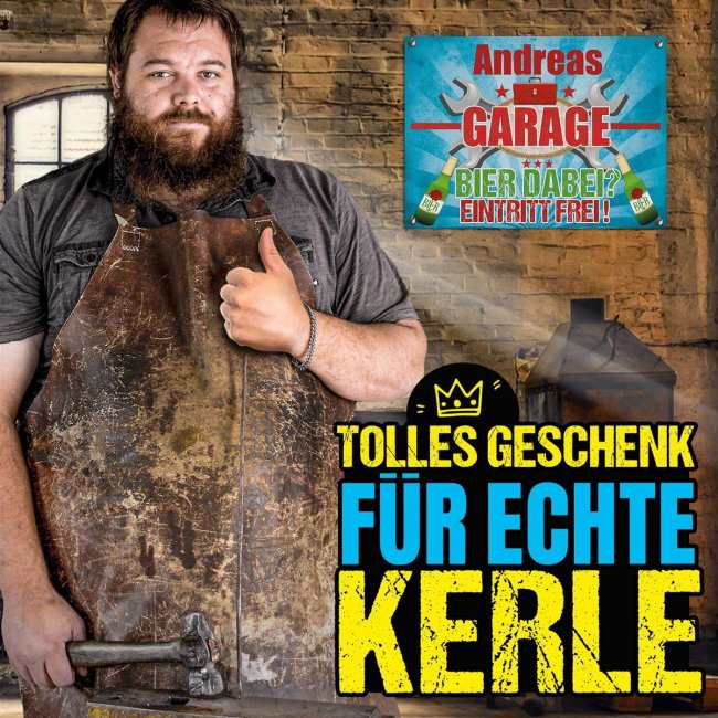 Outdoorschild - Werkstatt - Name Garage - Bier dabei? Eintritt frei!