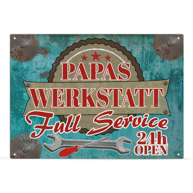 Outdoorschild - Papas Werkstatt Full Service 24h