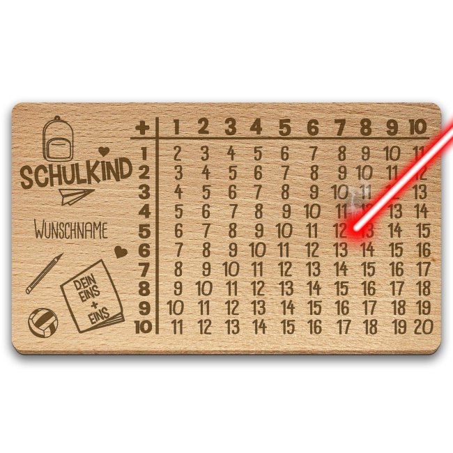 Holzbrettchen mit Gravur - Dein Einspluseins - personalisierbar mit Name