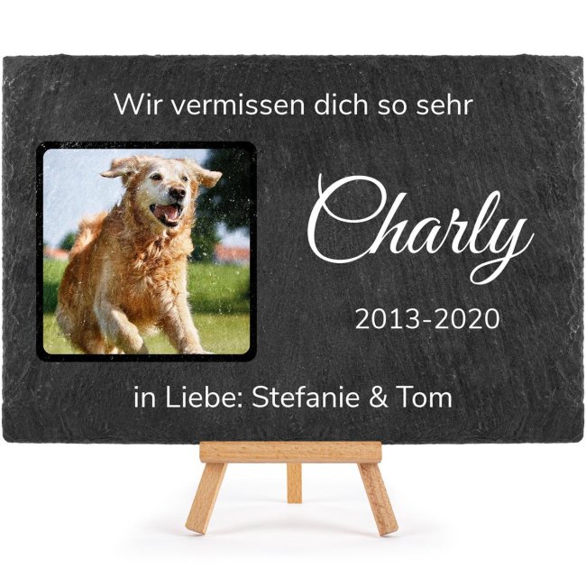 Hunde Schiefersteinplatte mit Foto &amp; Text selbst gestalten