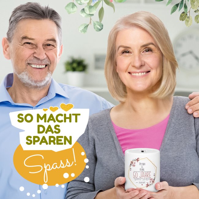 Spardose zur Goldenen Hochzeit - mit Namen und Datum