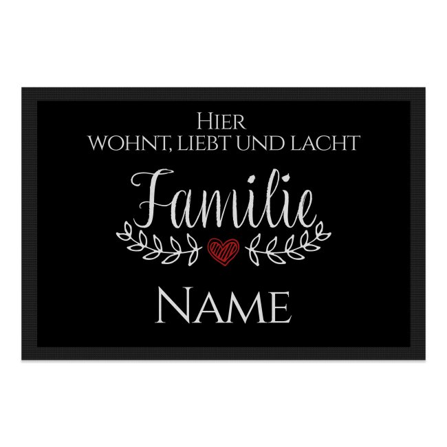 Fu&szlig;matte mit Name - Hier wohnt liebt und lacht -