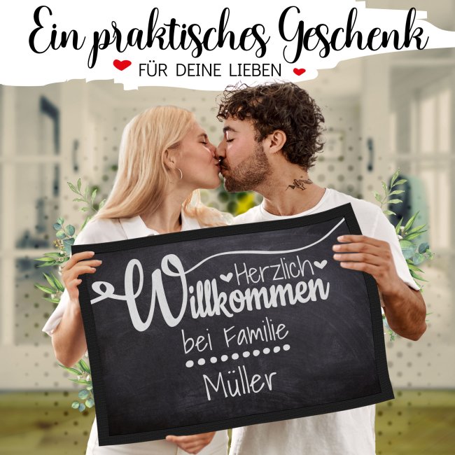 Fu&szlig;matte mit Name - Herzlich Willkommen - 60 x 40 cm