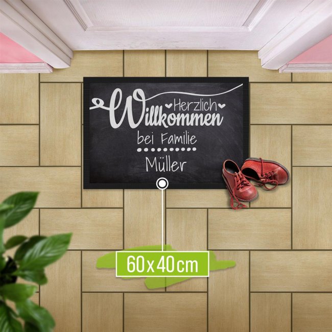 Fu&szlig;matte mit Name - Herzlich Willkommen - 60 x 40 cm