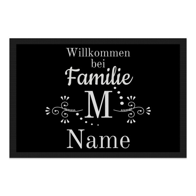 Fu&szlig;matte mit Name und Initiale - Willkommen bei Familie