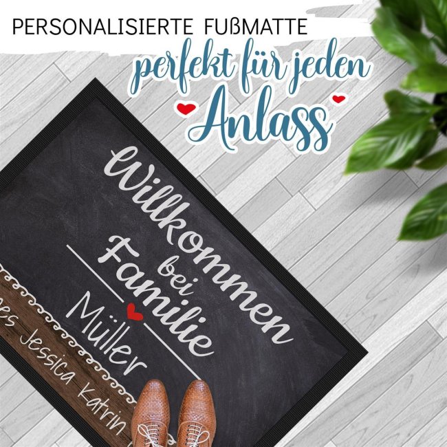 Personalisierte Fußmatte für deine Familie mit schöner Hand Lettering –  Print my Hero