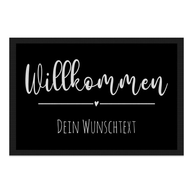 Fußmatte eine Zeile Wunschtext - Willkommen Herz