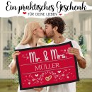 Fu&szlig;matte mit Name - Mr und Mrs - Motiv Ringe