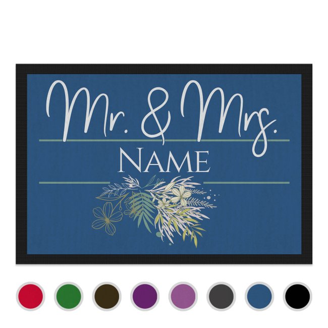Fußmatte mit Name - Mr und Mrs - Florales Design