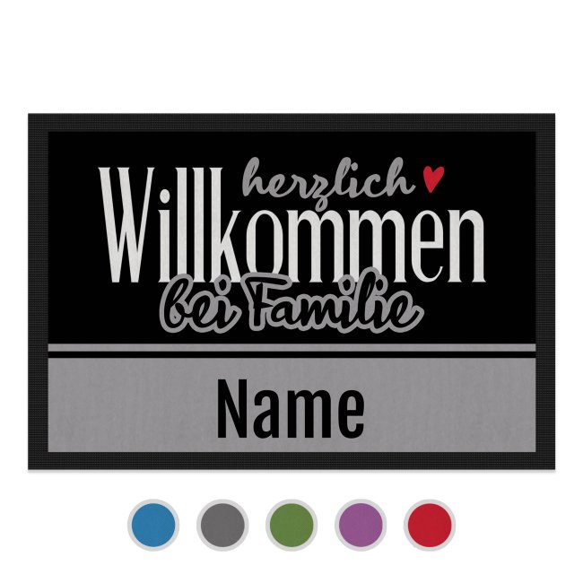 Fu&szlig;matte mit Name - Herzlich Willkommen - verschiedene Farben