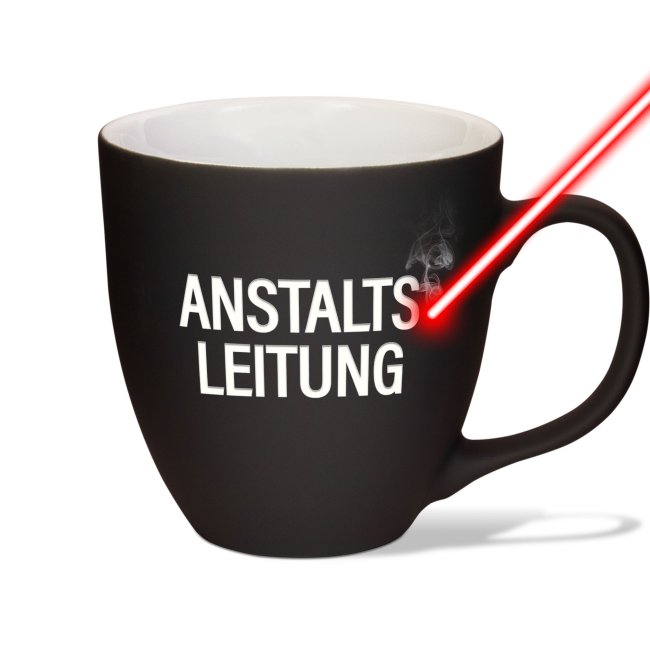 Samtig-matte Porzellantasse mit Gravur - XXL Jumbotasse - Anstaltsleitung - Softtouch-Effekt