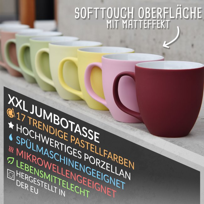 Samtig-matte Porzellantasse mit Gravur - XXL Jumbotasse - Anstaltsleitung - Shark Blue