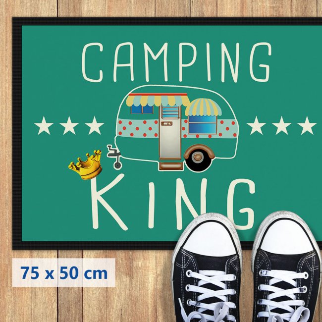 Camping Fu&szlig;matte mit lustigem Spruch - Camping King - 75 x 50 cm