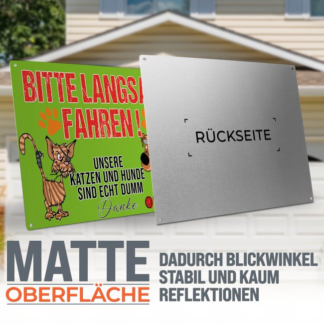 Hinweis-Outdoorschild - Bitte langsam fahren - 28 x 20 cm