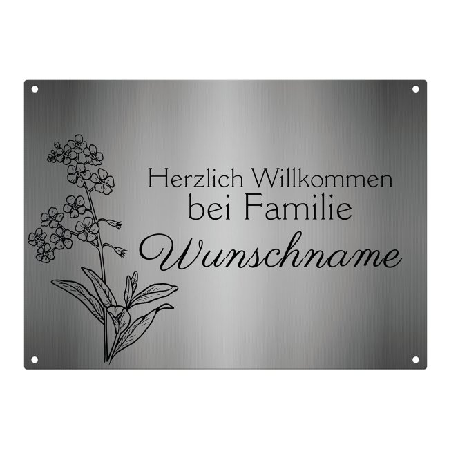 Outdoorschild - Willkommen bei Familie - mit Blume