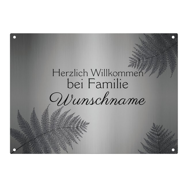 Outdoorschild - Willkommen bei Familie - mit Farn