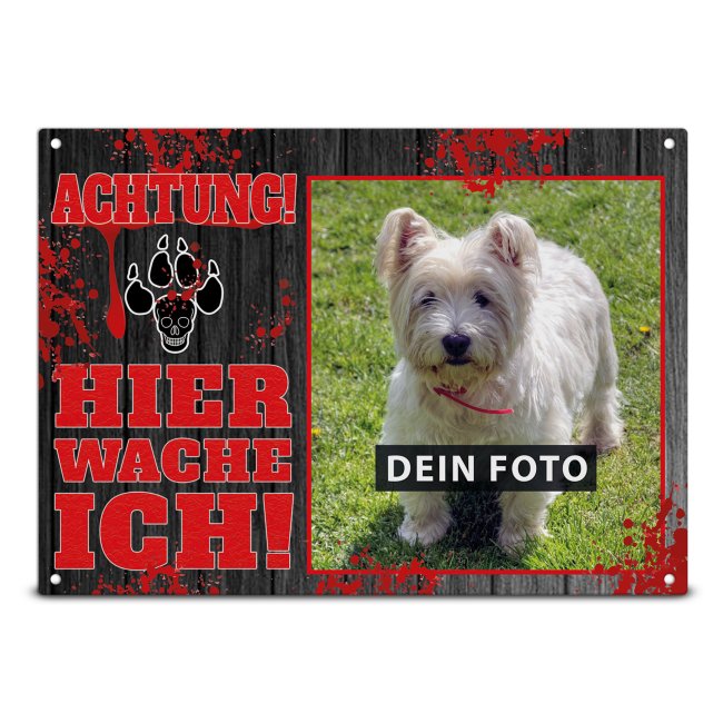 Hunde-Outdoorschild - Hier wache ich mit Foto