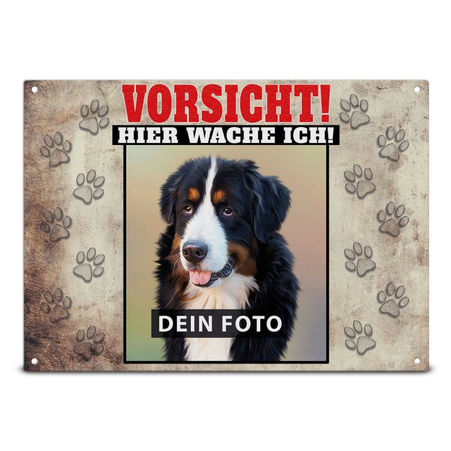 Hunde-Outdoorschild - Vorsicht! Hier wache ich mit Foto