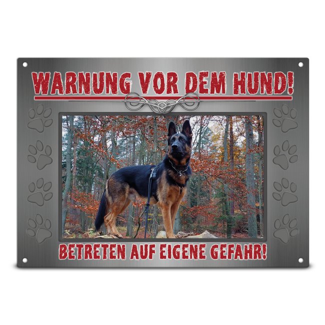 Hunde-Outdoorschild - Warnung vor dem Hund - mit Foto