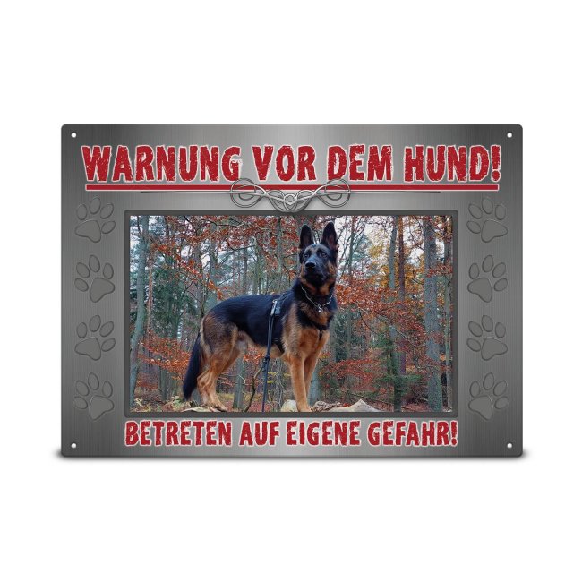 Hunde-Outdoorschild - Warnung vor dem Hund - mit Foto - 21 x 15 cm