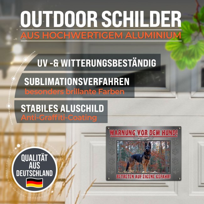 Hunde-Outdoorschild - Warnung vor dem Hund - mit Foto - 21 x 15 cm