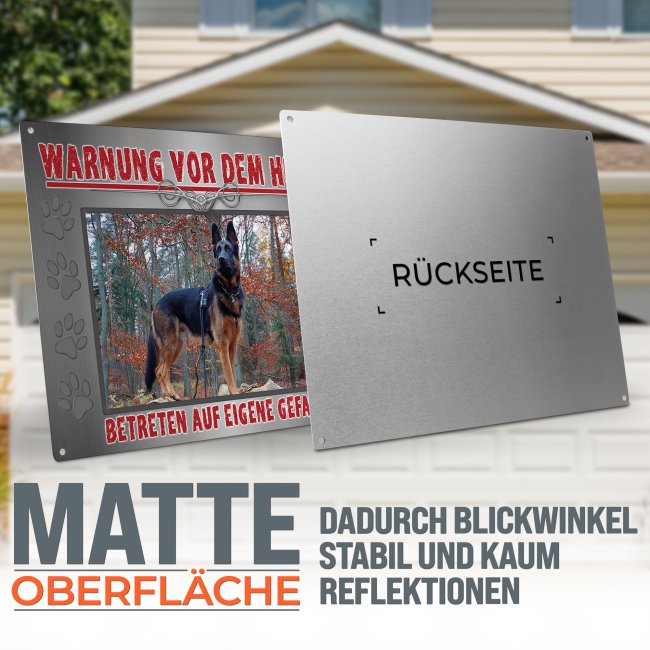 Hunde-Outdoorschild - Warnung vor dem Hund - mit Foto - 21 x 15 cm
