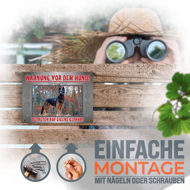 Hunde-Outdoorschild - Warnung vor dem Hund - mit Foto - 21 x 15 cm