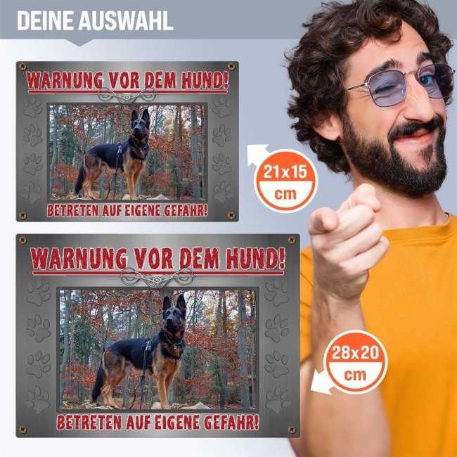 Hunde-Outdoorschild - Warnung vor dem Hund - mit Foto - 21 x 15 cm